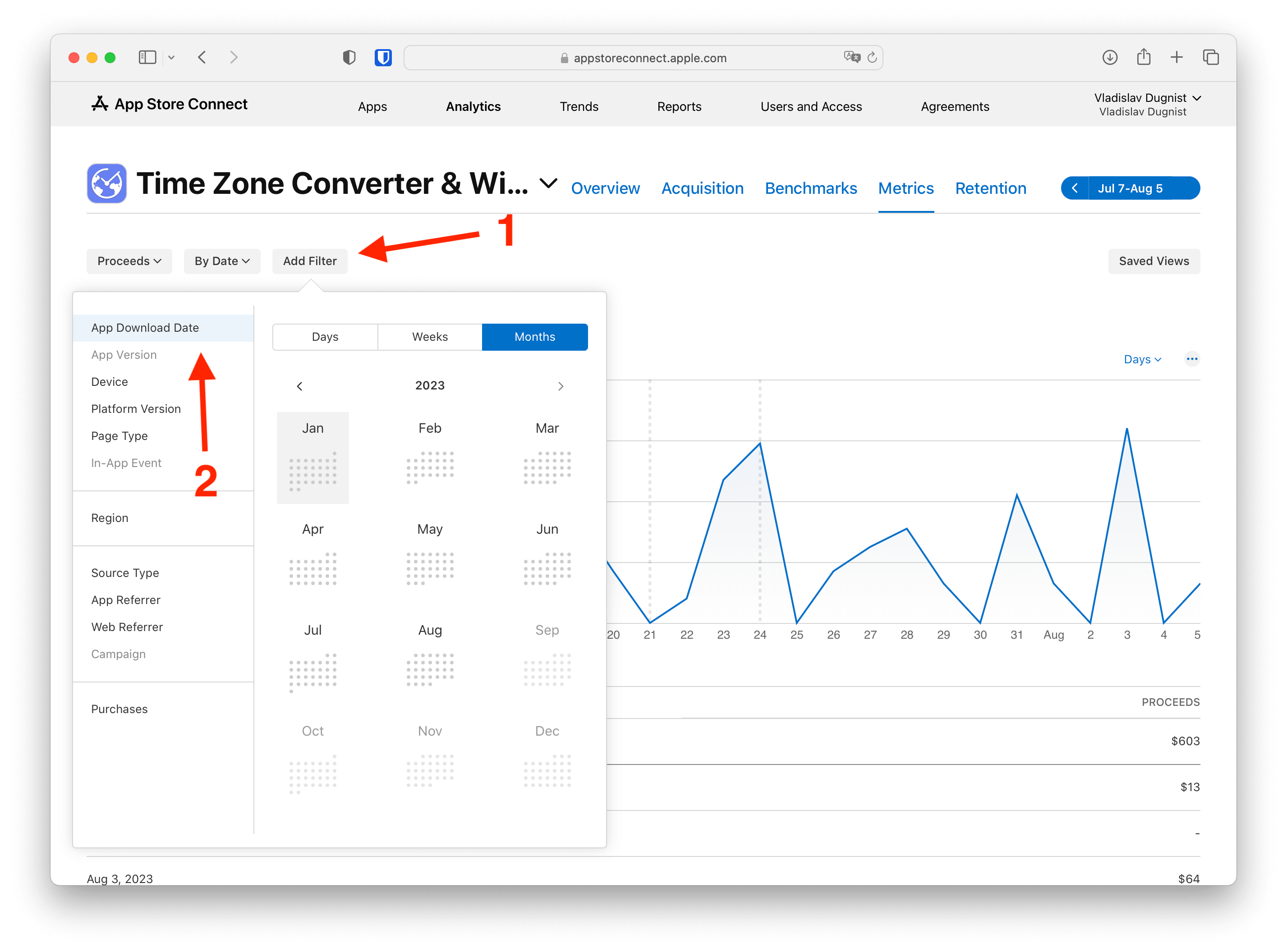 App Store Connect analytics